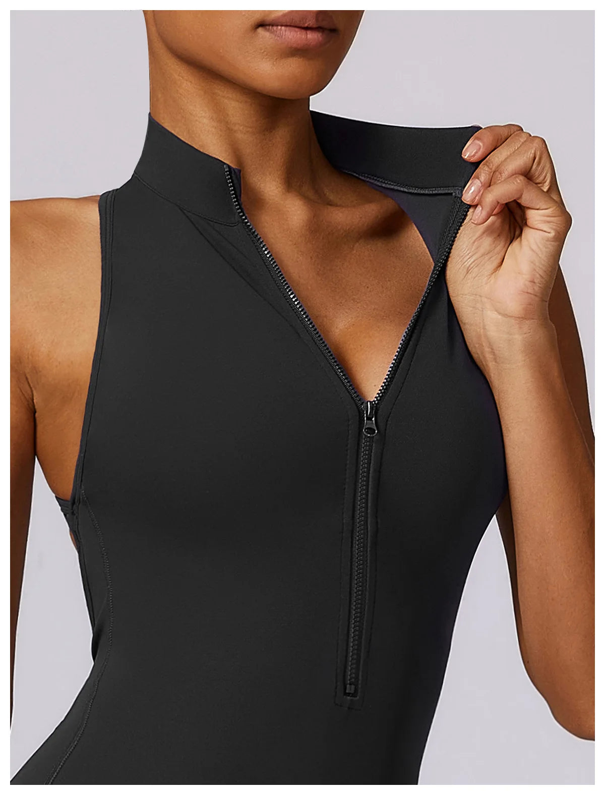 Macacão Fit Diamond com Zíper – Push Up, Compressão e Secagem Rápida