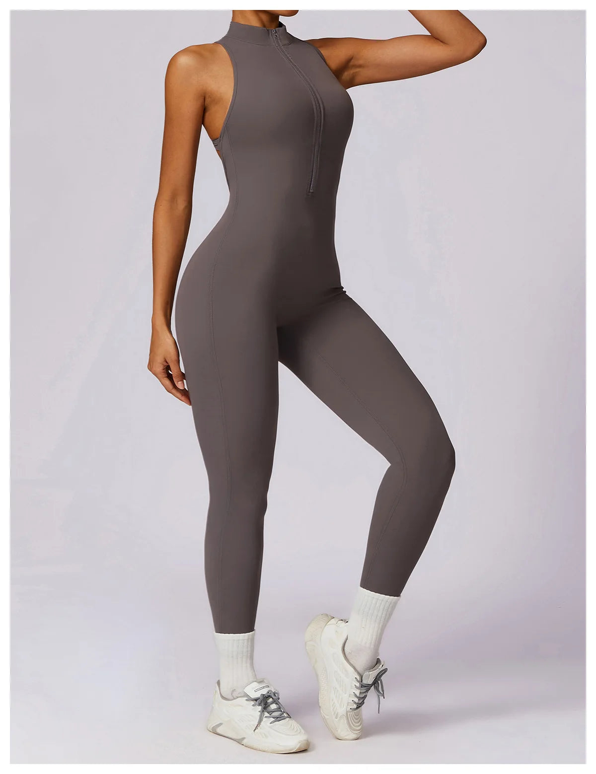 Macacão Fit Diamond com Zíper – Push Up, Compressão e Secagem Rápida
