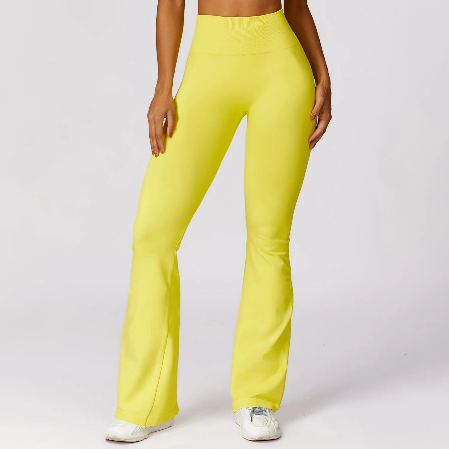 Calça Flare Sem Costura – Cintura Alta, Super Elástica, Ideal para Yoga, Dança e Academia
