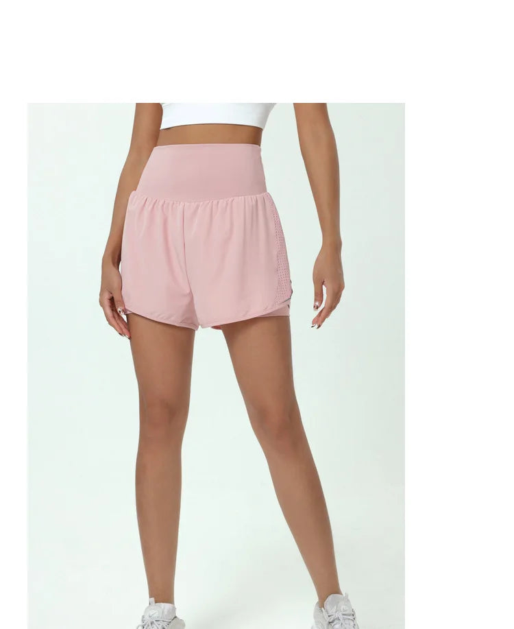 Shorts Feminino Fit Diamonds 2 in 1 — Cintura Alta, Forro Interno Compression e Secagem Rápida