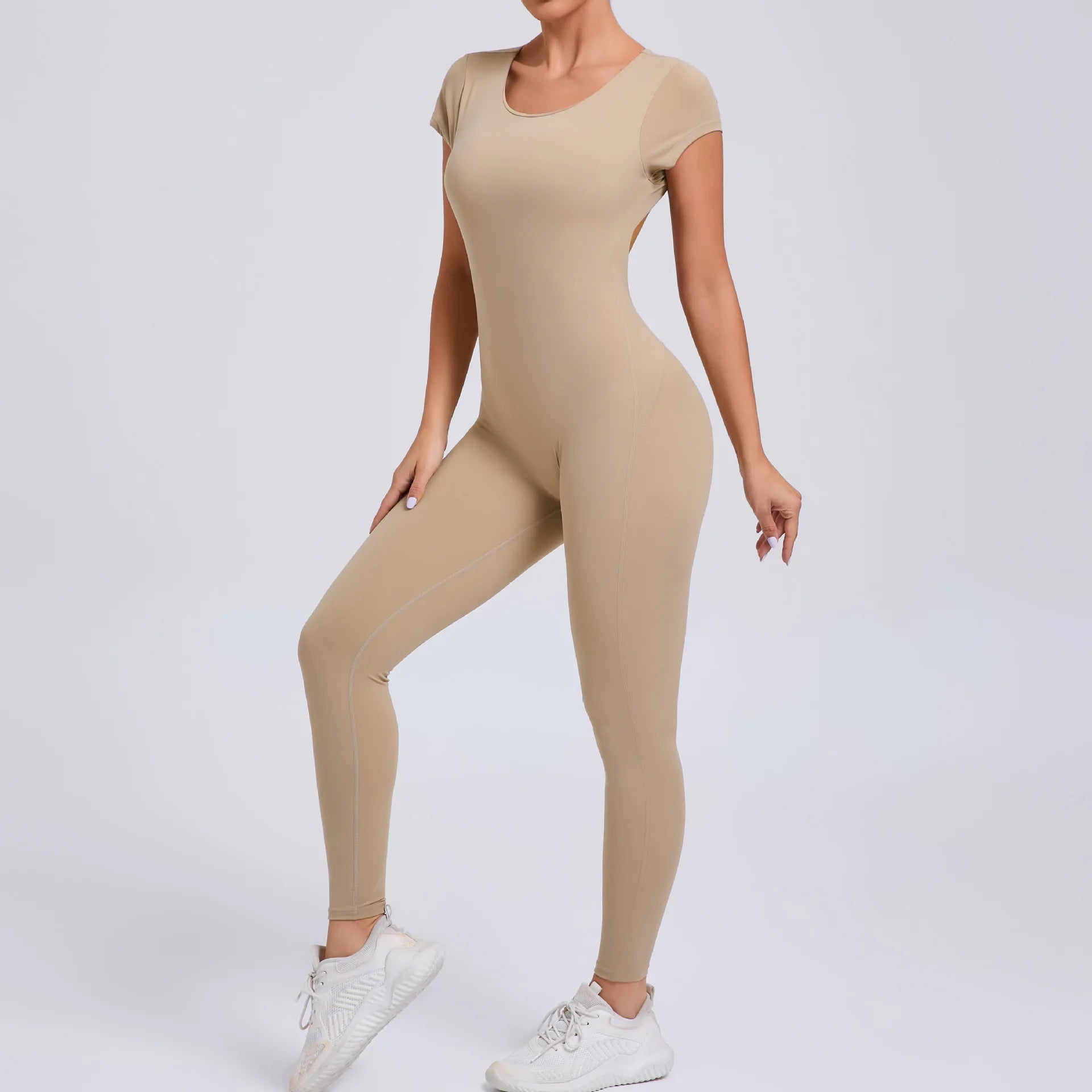 Macacão Fitness Feminino One Piece – Manga Curta, Modelagem Push Up, Yoga & Treino Fit Diamond