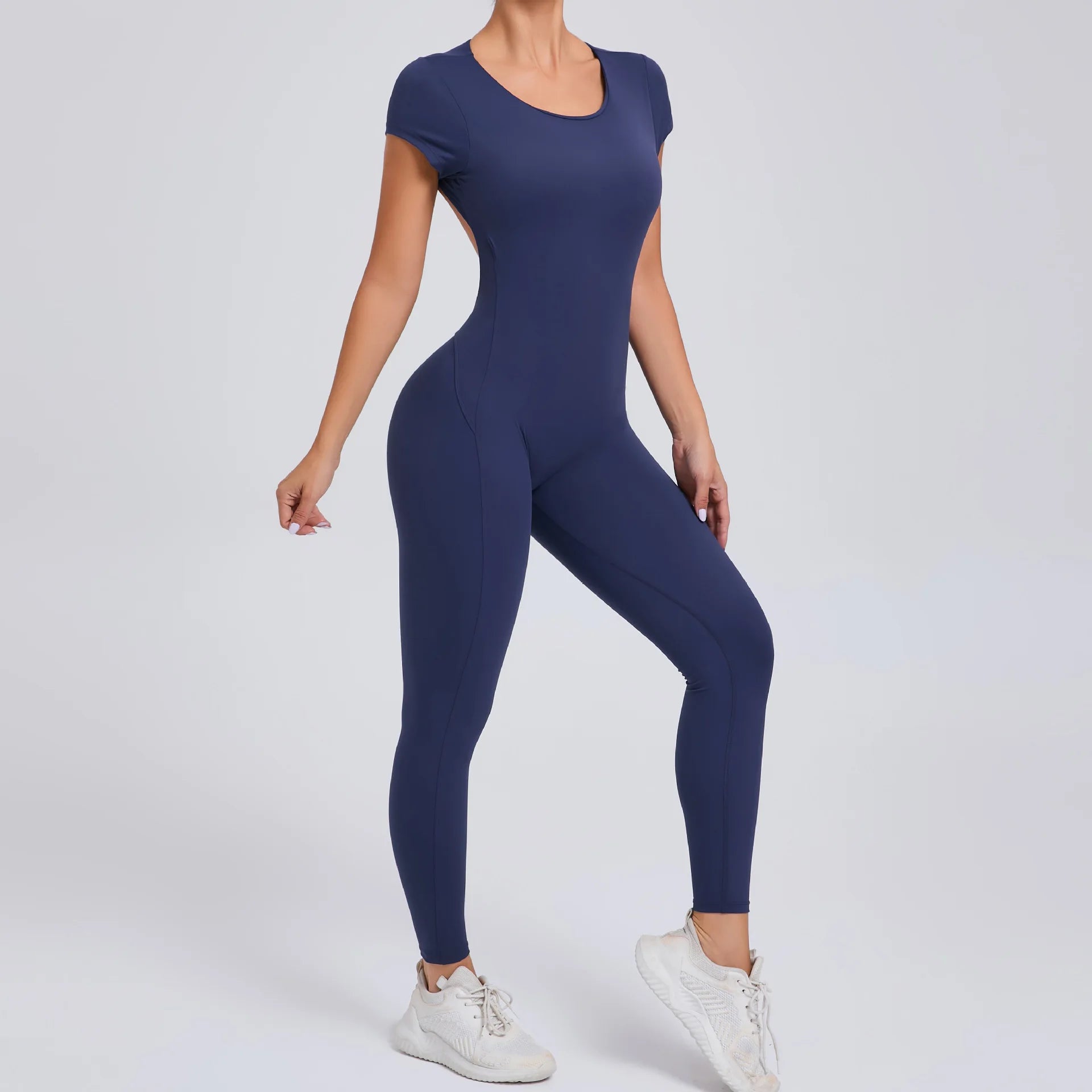 Macacão Fitness Feminino One Piece – Manga Curta, Modelagem Push Up, Yoga & Treino Fit Diamond