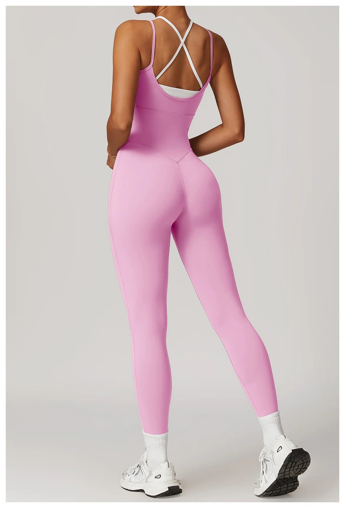 Macacão Fitness Feminino Color Block Costas Cruzadas com Bolsos | Fit Diamond