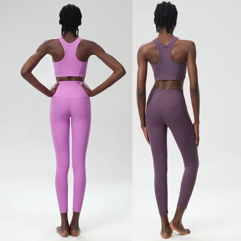 Conjunto Fitness Top e Calça Feminino 2 Peças Fit Diamond – Ribbed Slim Fit Alta Sustentação