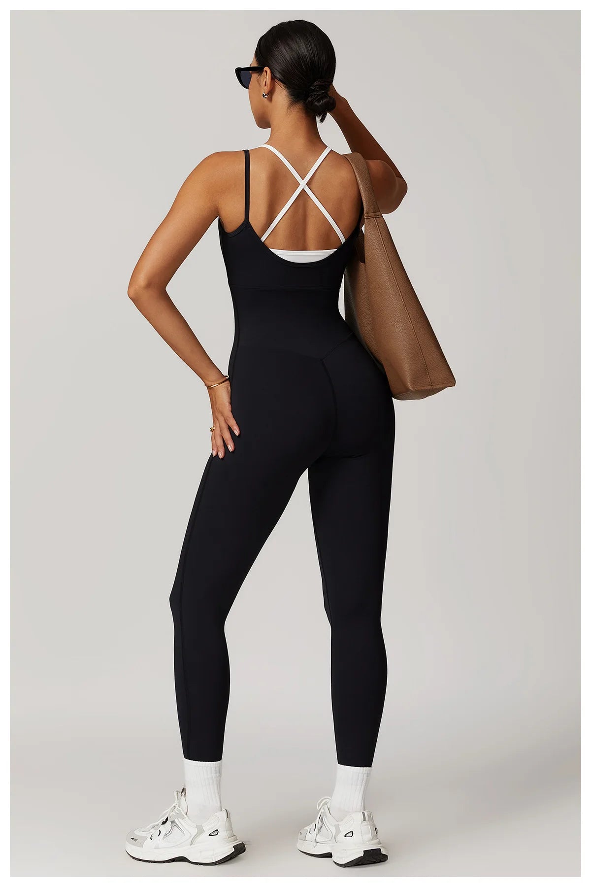 Macacão Fitness Feminino Color Block Costas Cruzadas com Bolsos | Fit Diamond
