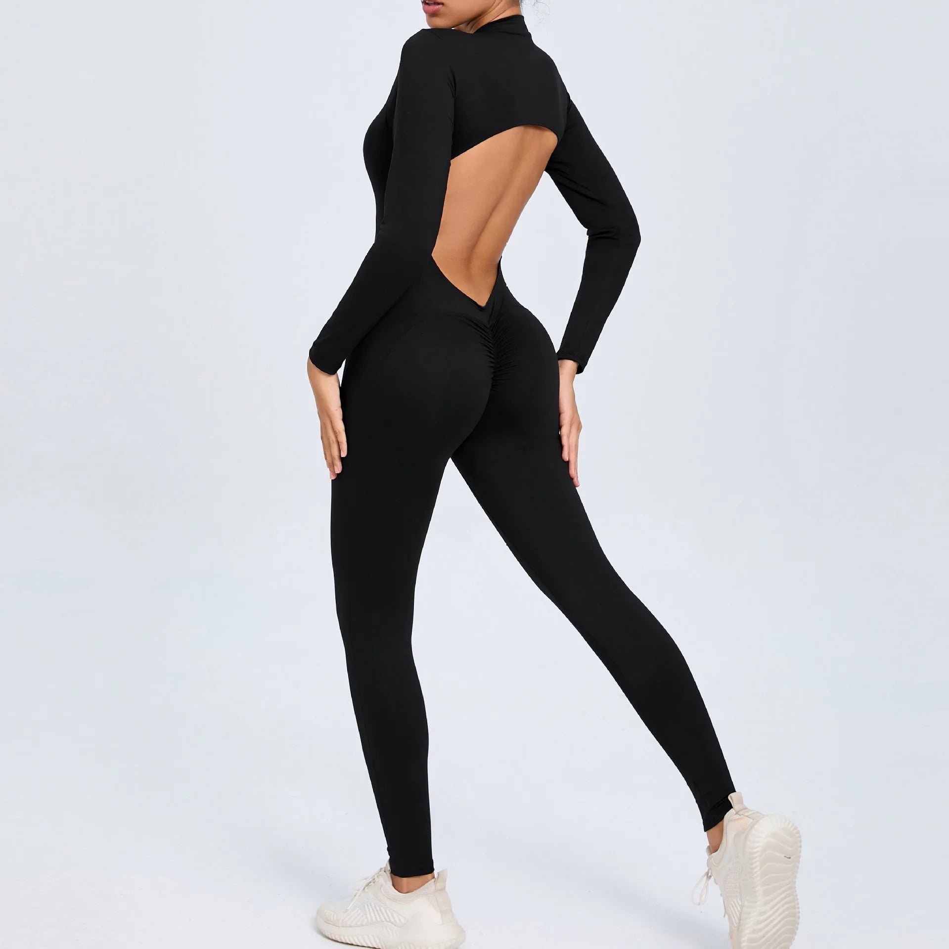 Macacão Fitness Feminino Longo – Manga Comprida, Decote Aberto & Zíper Frontal | One Piece Fit Diamond