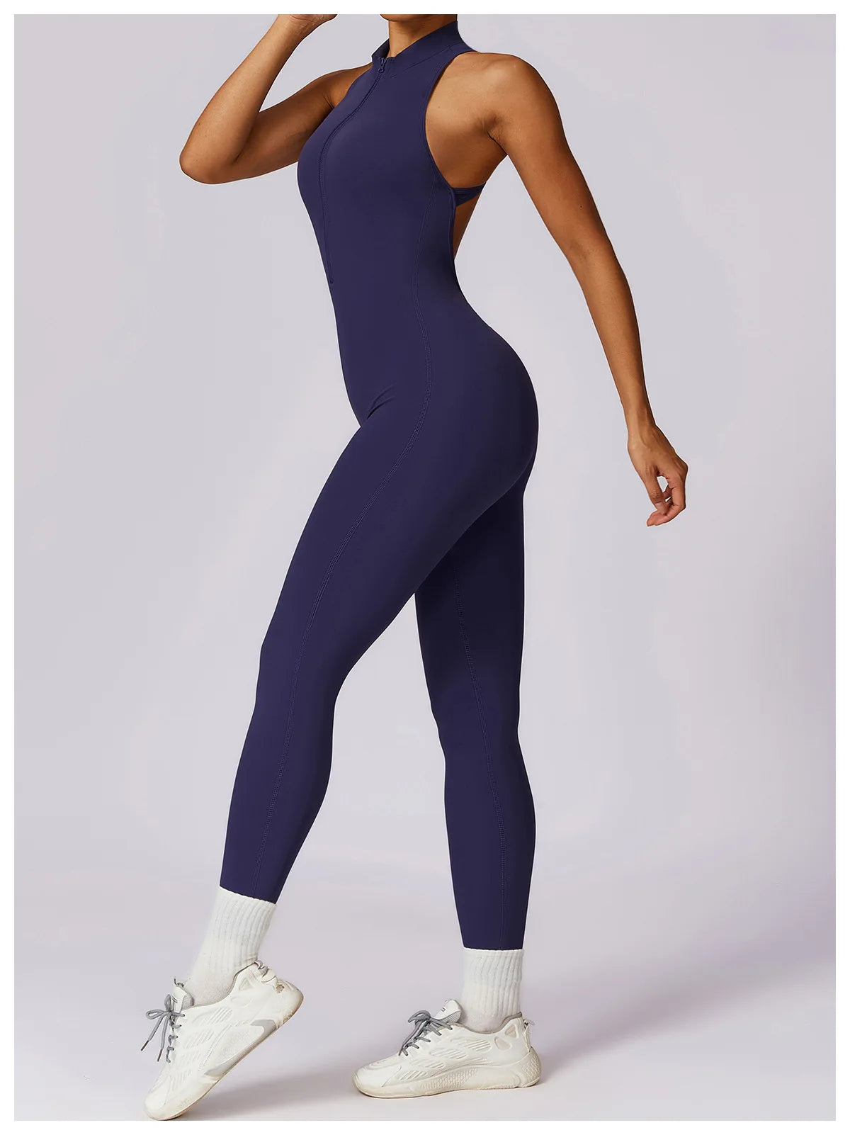 Macacão Fit Diamond com Zíper – Push Up, Compressão e Secagem Rápida