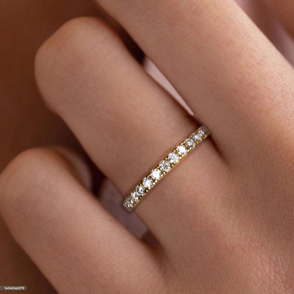 Anel Delicado 1.9mm de Moissanitas D Color em Ouro Amarelo 18K Banhado