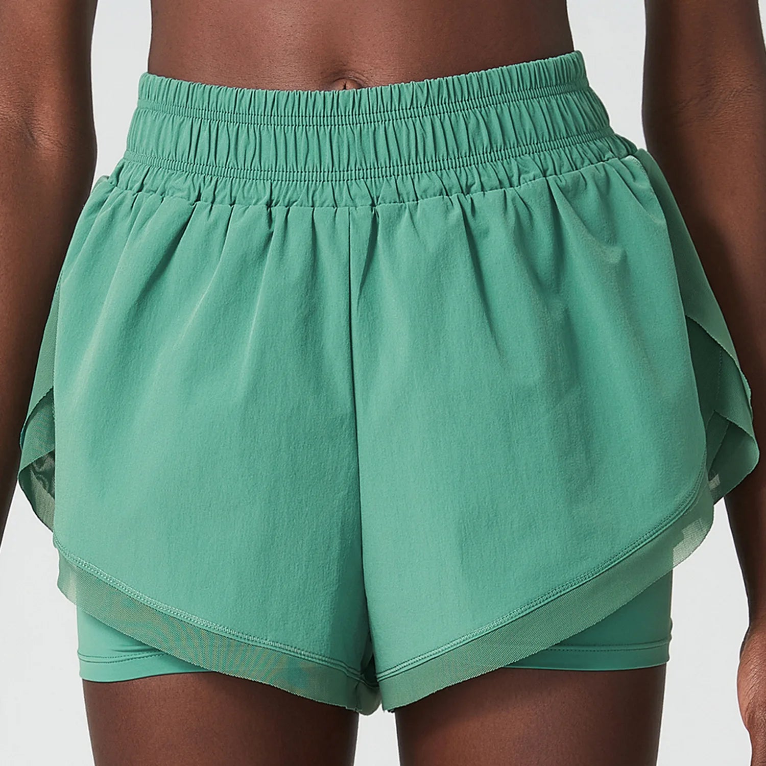 Shorts Feminino Fit Diamonds Summer 2 em 1 — Cintura Alta, Forro Interno Compressivo e Secagem Rápida