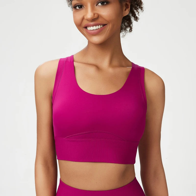 Top Fit Diamond Round Neck Crop Bra Conforto, Praticidade e Estilo Minimalista