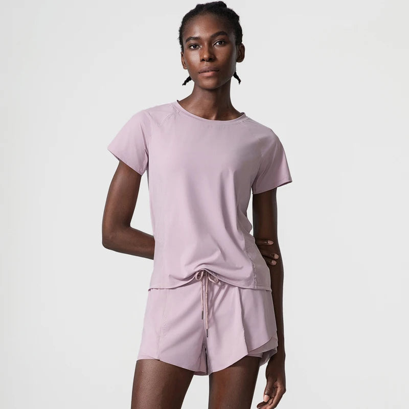 Conjunto Fitness Feminino 2 Peças Fit Diamond – Summer Loose Shorts + Blusa