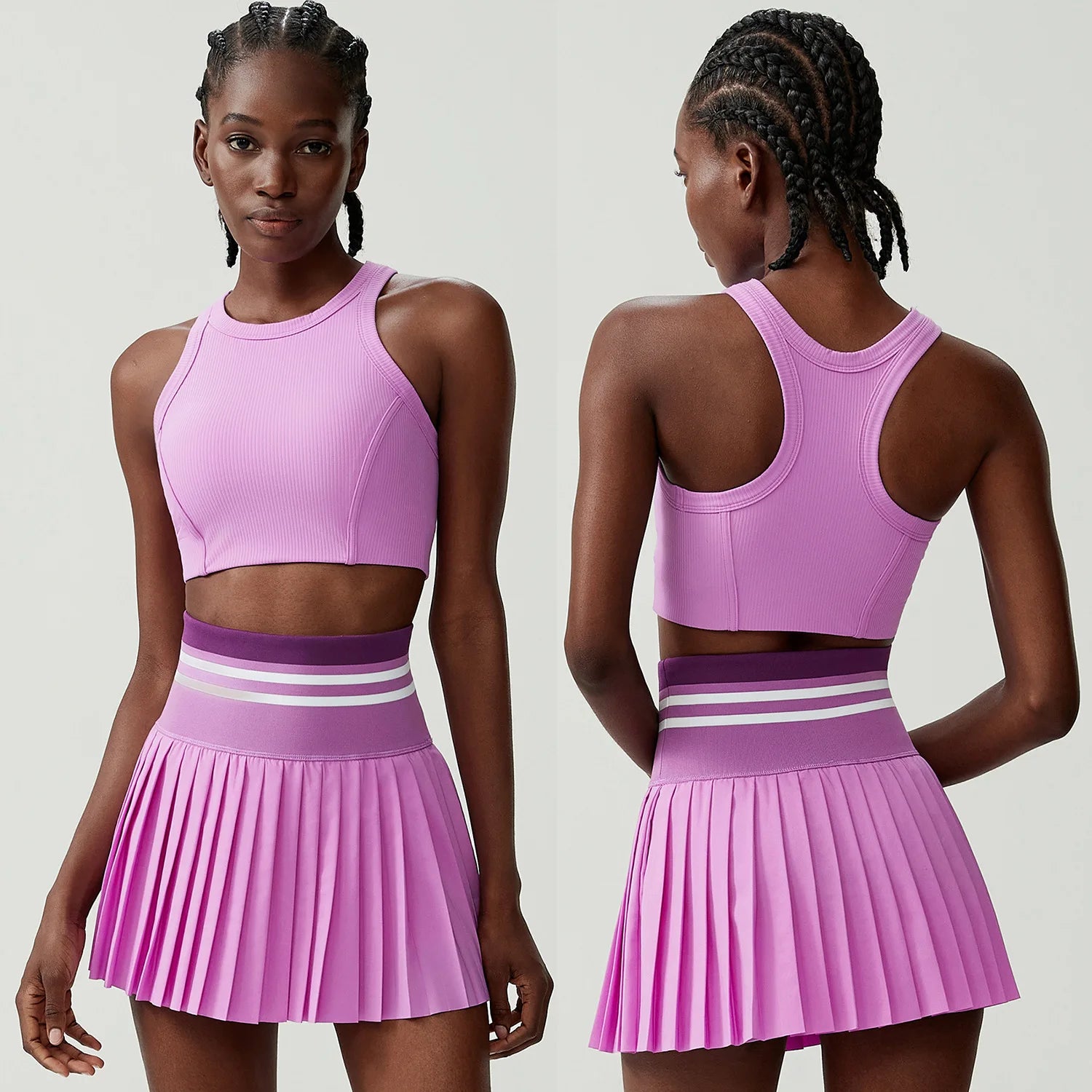 Conjunto Fitness Feminino 2 Peças Fit Diamond – Saia Shorts + Top Slim Fit