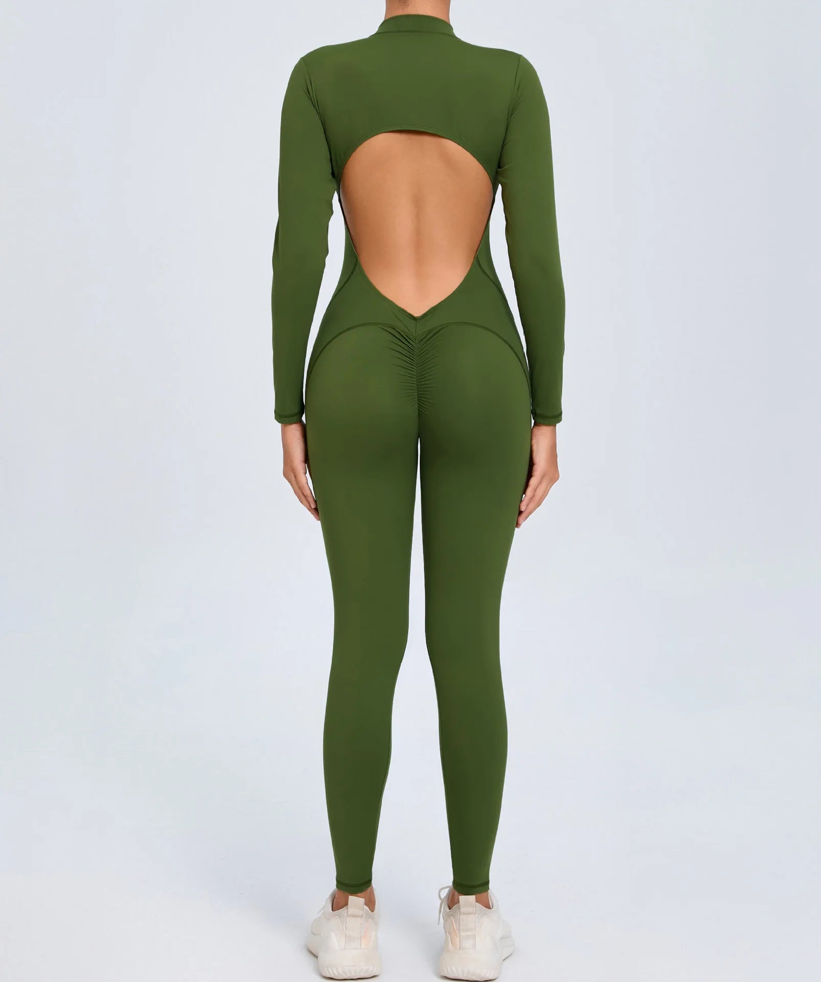 Macacão Fitness Feminino Longo – Manga Comprida, Decote Aberto & Zíper Frontal | One Piece Fit Diamond