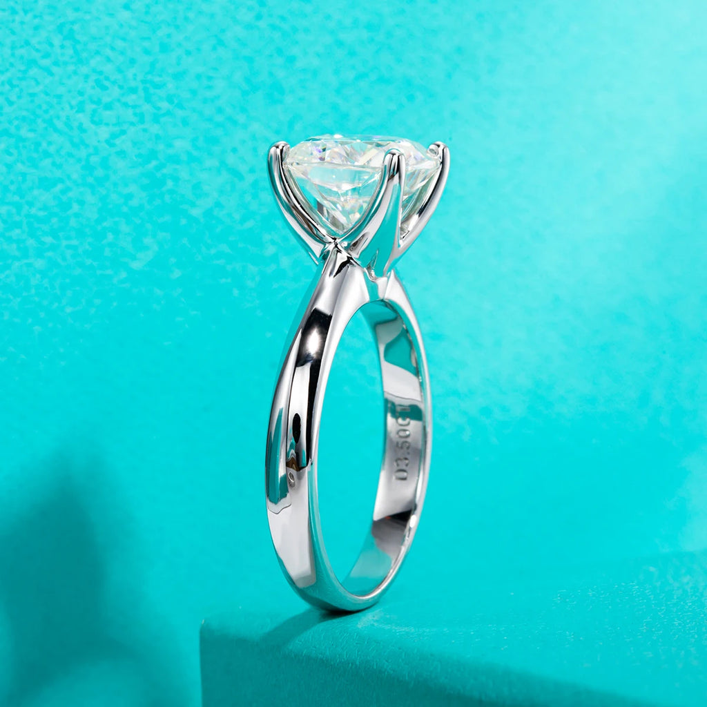 Anel de Noivado Moissanita Cushion Cut 3.5ct em Prata 925