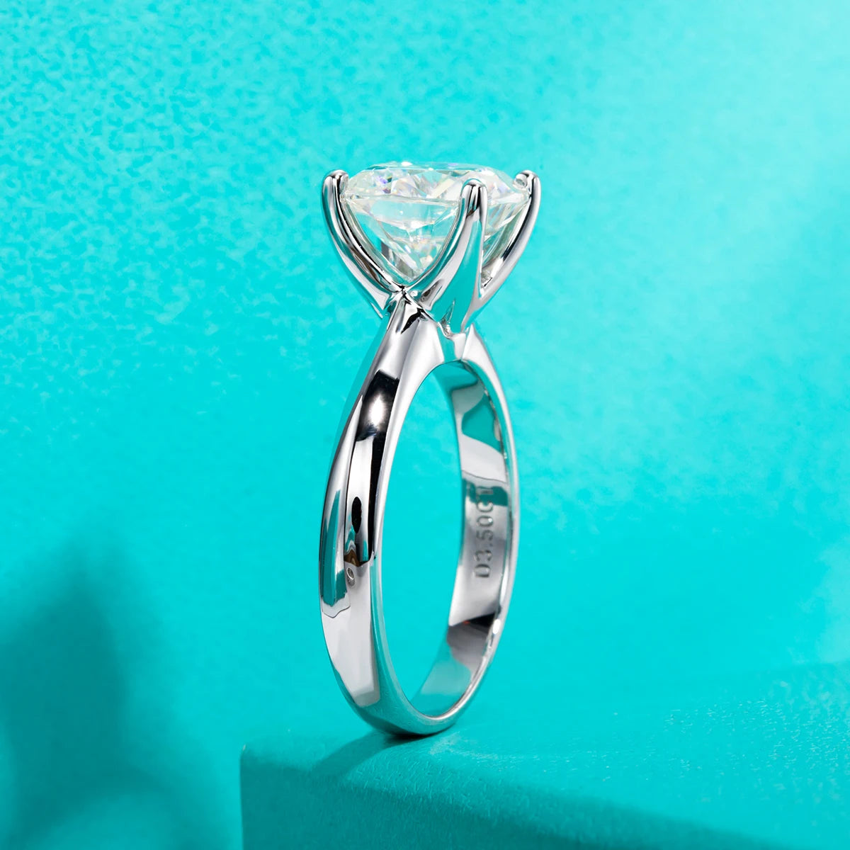 Anel de Noivado Moissanita Cushion Cut 3.5ct em Prata 925
