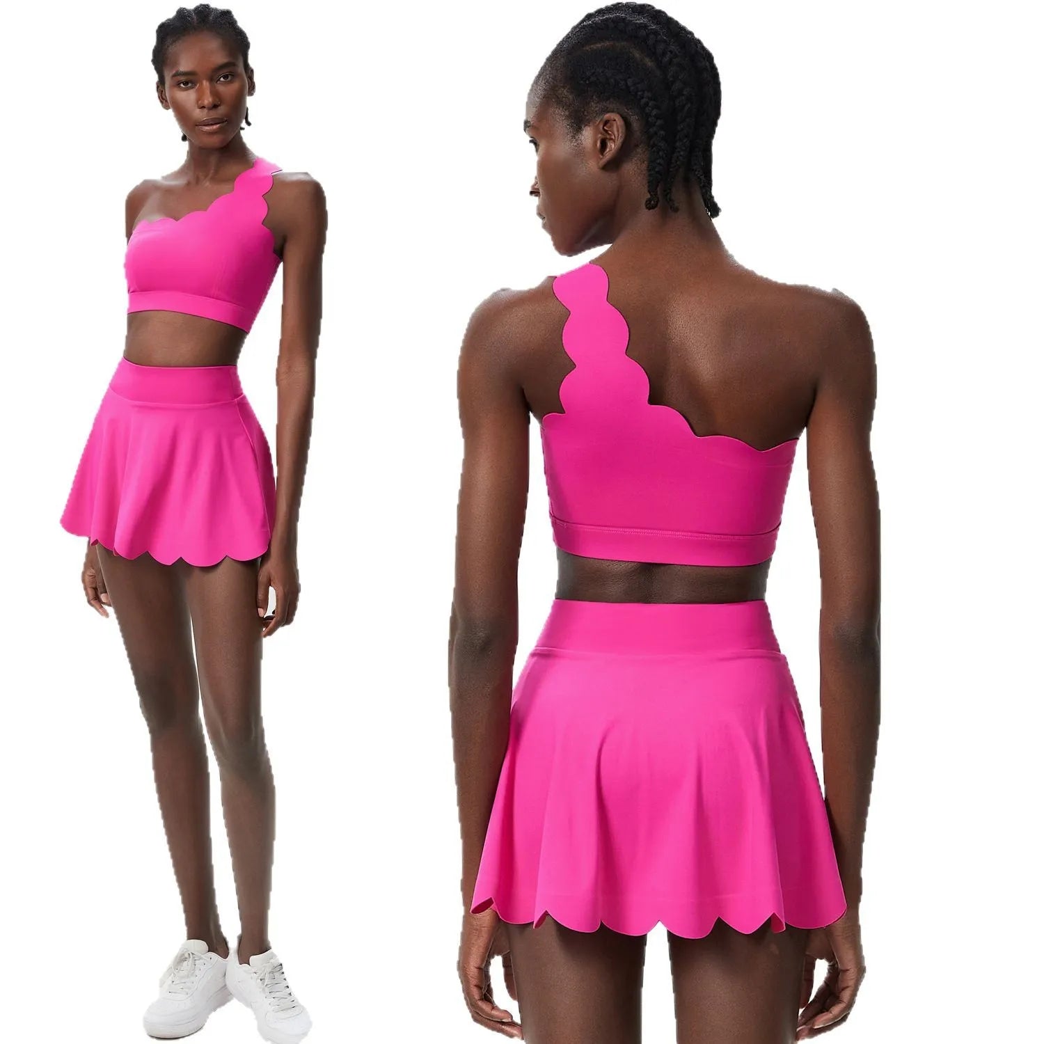 Conjunto Fitness Feminino 2 Peças Fit Diamond – Summer Tennis Saia Shorts + Top