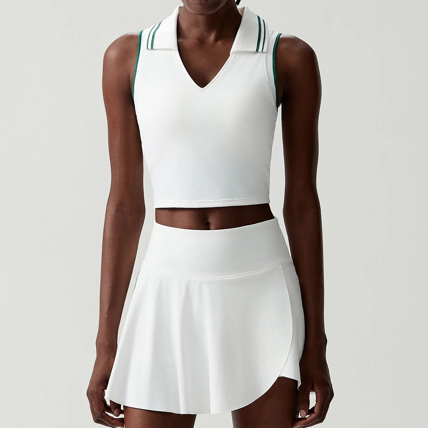 Conjunto Fitness Feminino 2 Peças Fit Diamond – Saia-Short 2 em 1 Summer Tennis