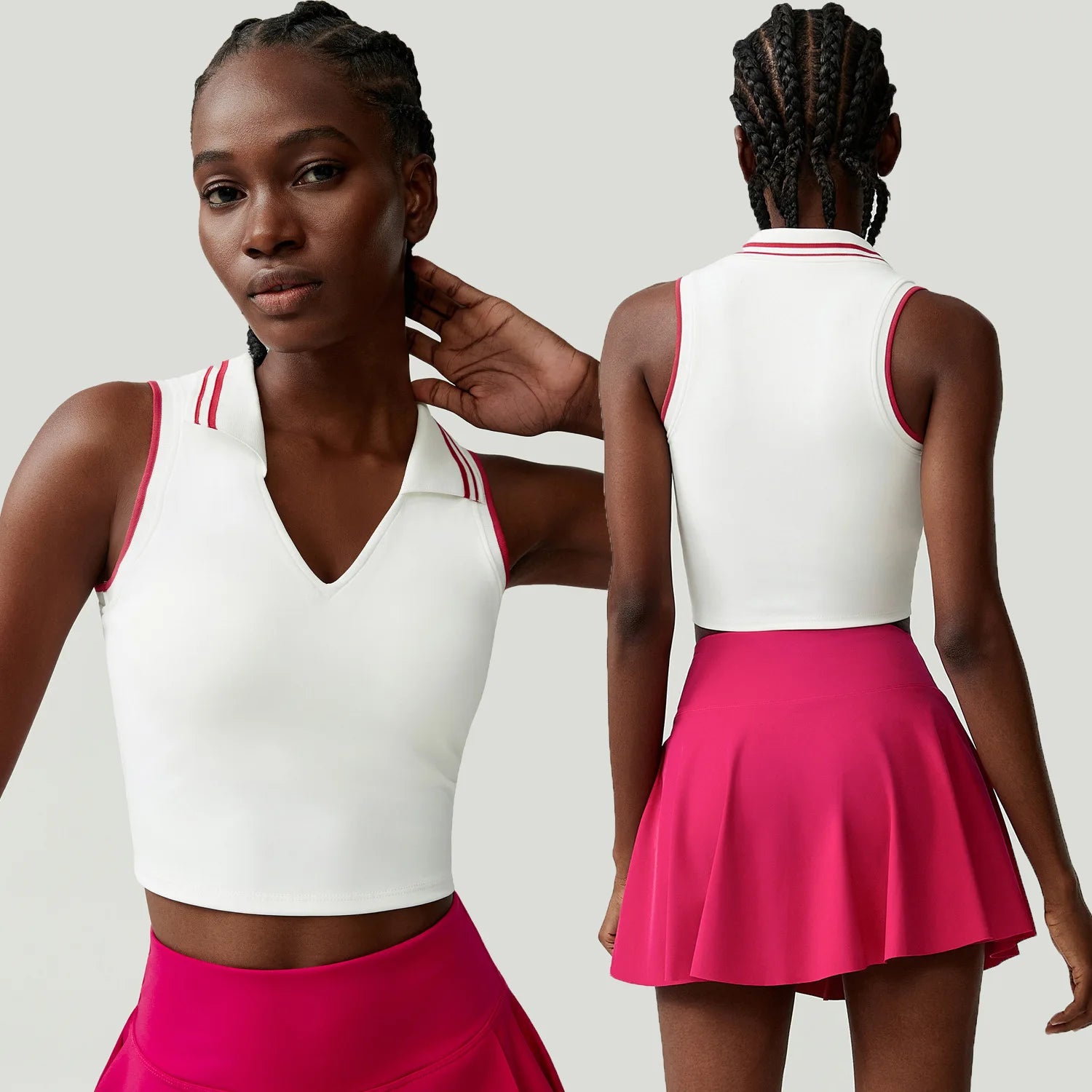 Conjunto Fitness Feminino 2 Peças Fit Diamond – Saia-Short 2 em 1 Summer Tennis