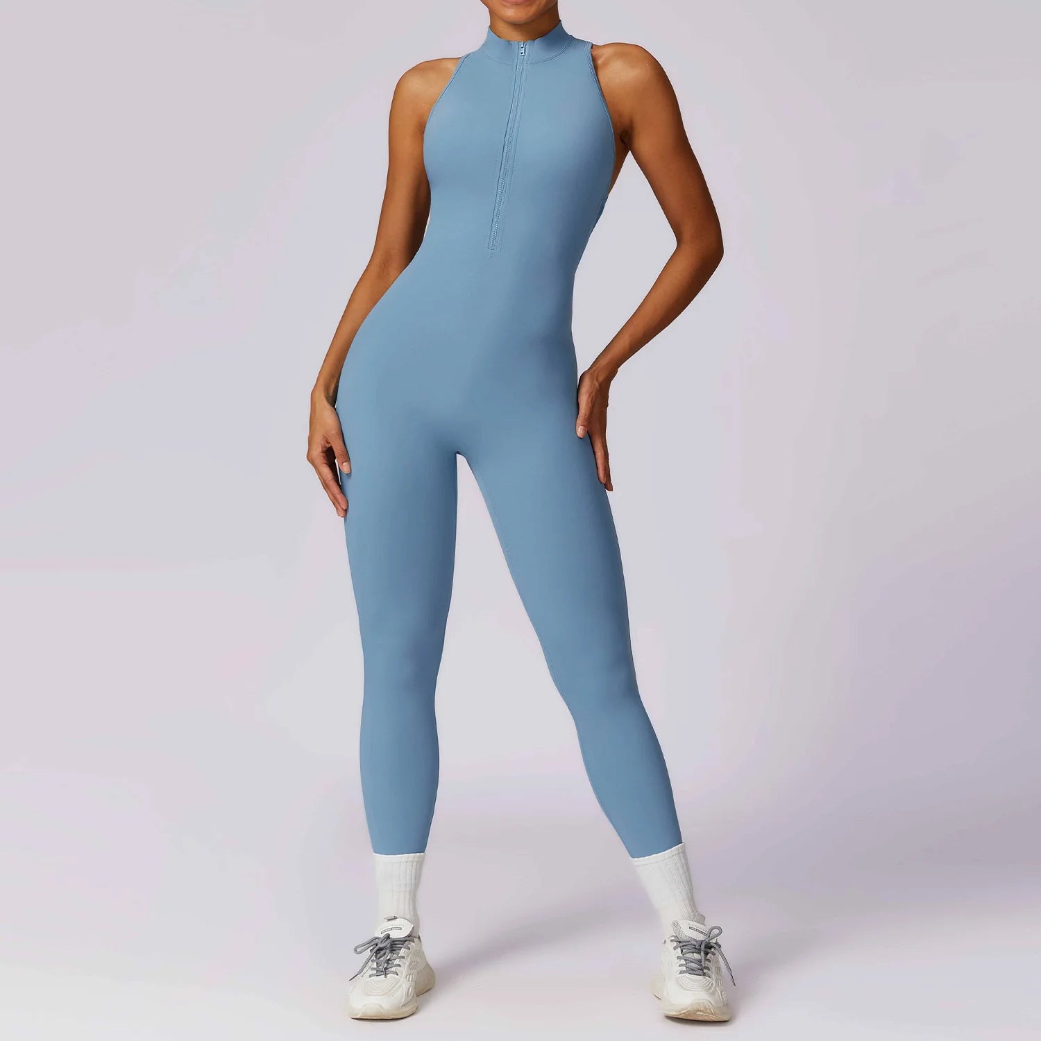 Macacão Fit Diamond com Zíper – Push Up, Compressão e Secagem Rápida