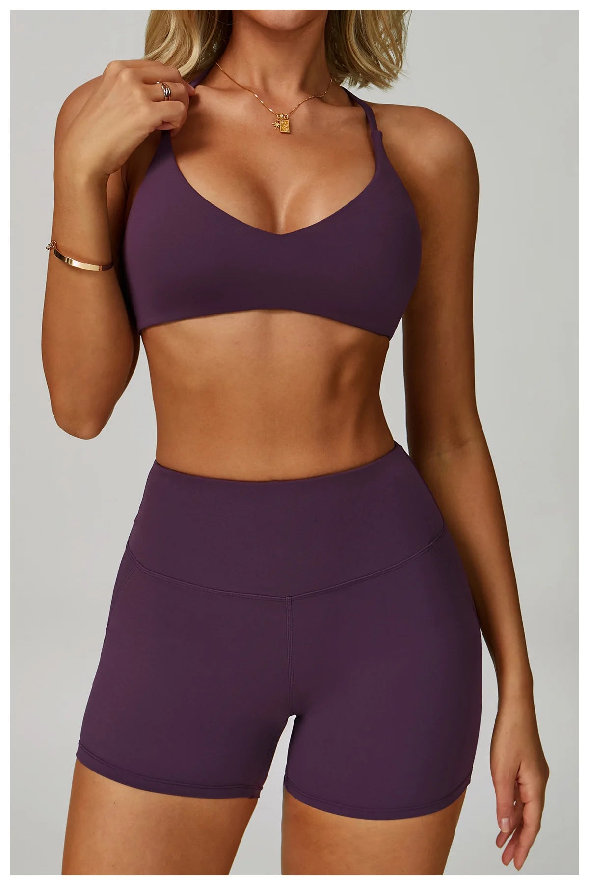Top Esportivo Feminino Fit Diamond | Cross Shoulder Push Up, Secagem Rápida e Suporte Shockproof