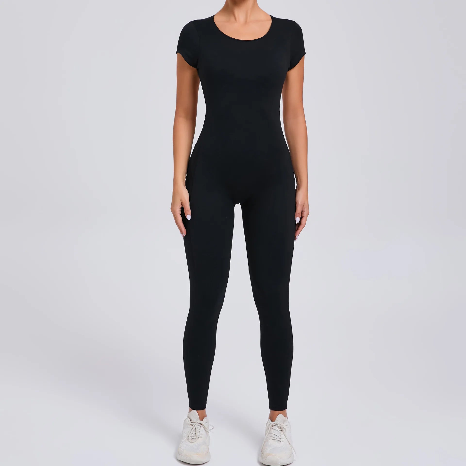Macacão Fitness Feminino One Piece – Manga Curta, Modelagem Push Up, Yoga & Treino Fit Diamond