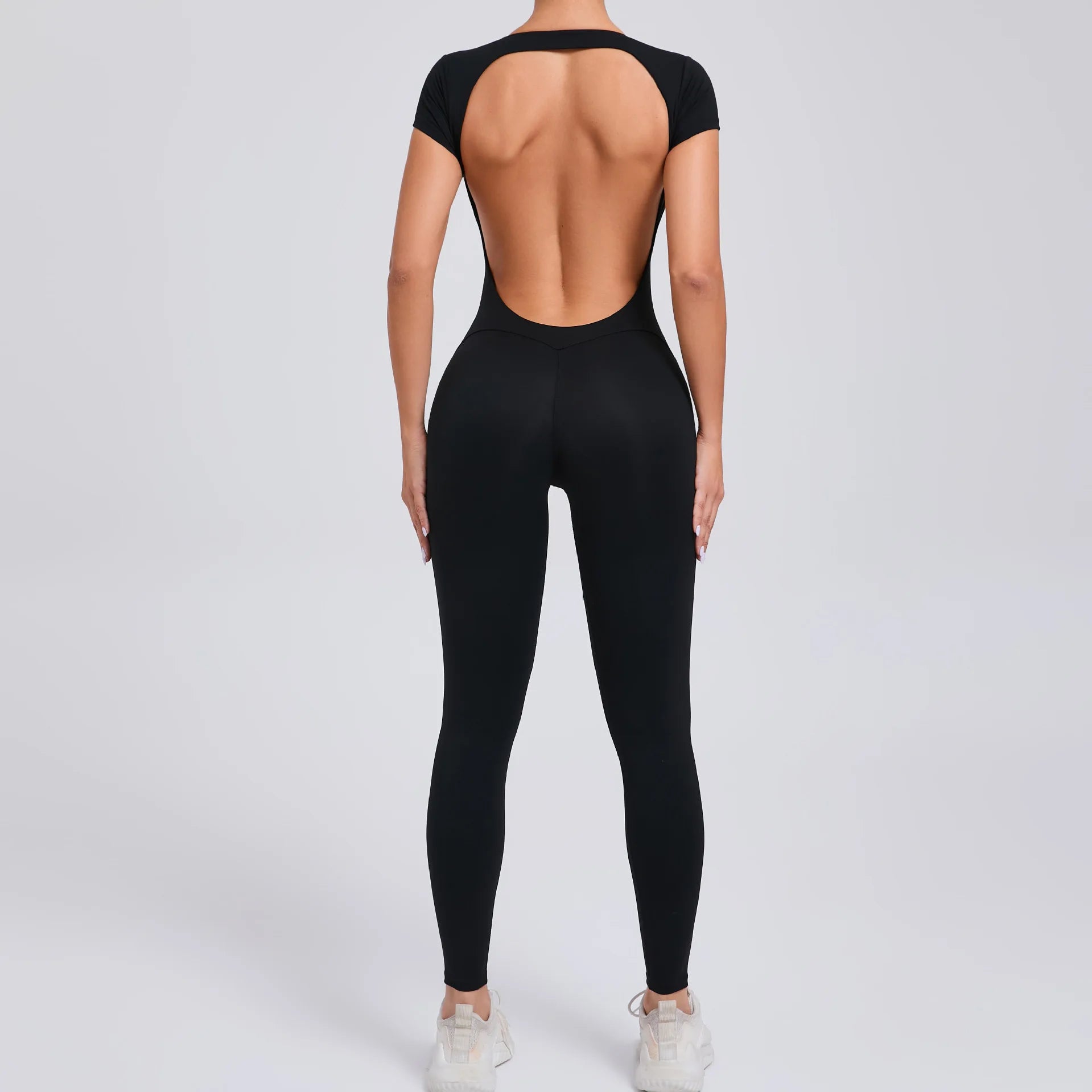 Macacão Fitness Feminino One Piece – Manga Curta, Modelagem Push Up, Yoga & Treino Fit Diamond