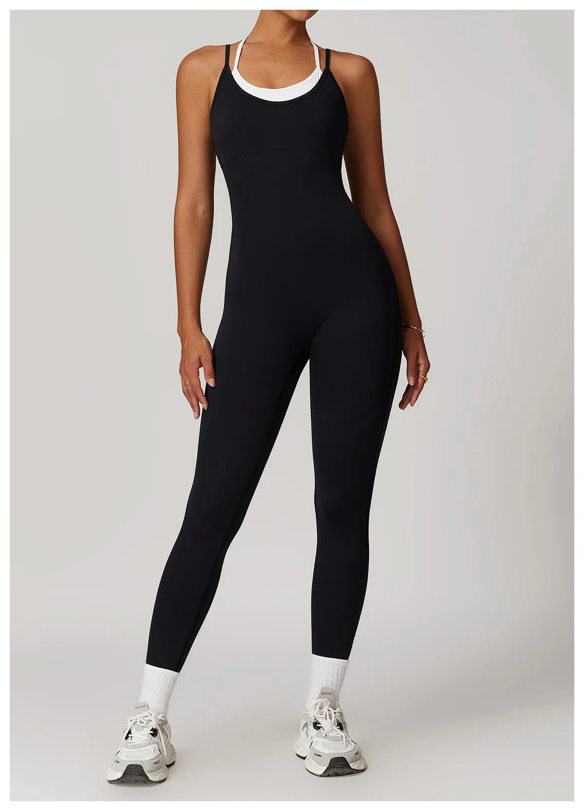 Macacão Fitness Feminino Color Block Costas Cruzadas com Bolsos | Fit Diamond