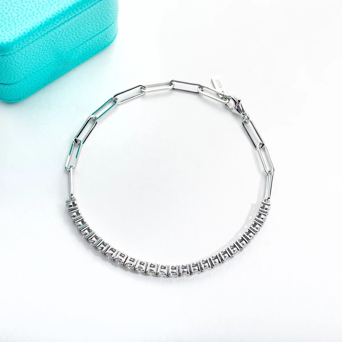 Pulseira Riviera Tennis de Moissanitas 3mm D Color em Prata 925 com Banho de Ouro 18K – Ajustável