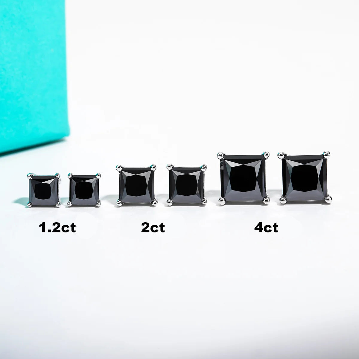 Brincos Stud de Moissanita Princess Cut 10K Ouro | 4ct / 2ct / 1.2ct Total – Hipoalergênicos