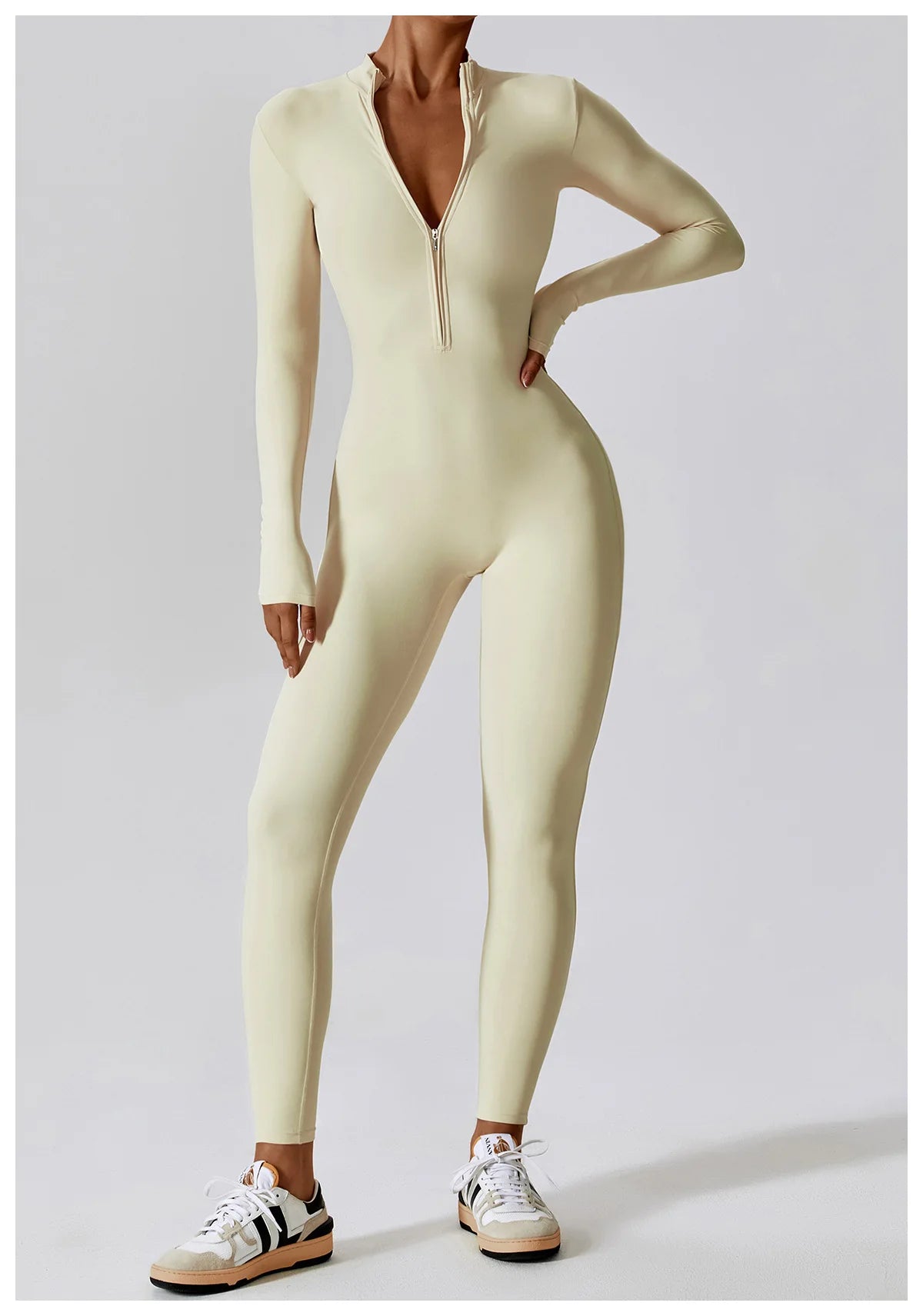Macacão Fitness Feminino Manga Longa com Zíper – Push Up One Piece | Fit Diamond
