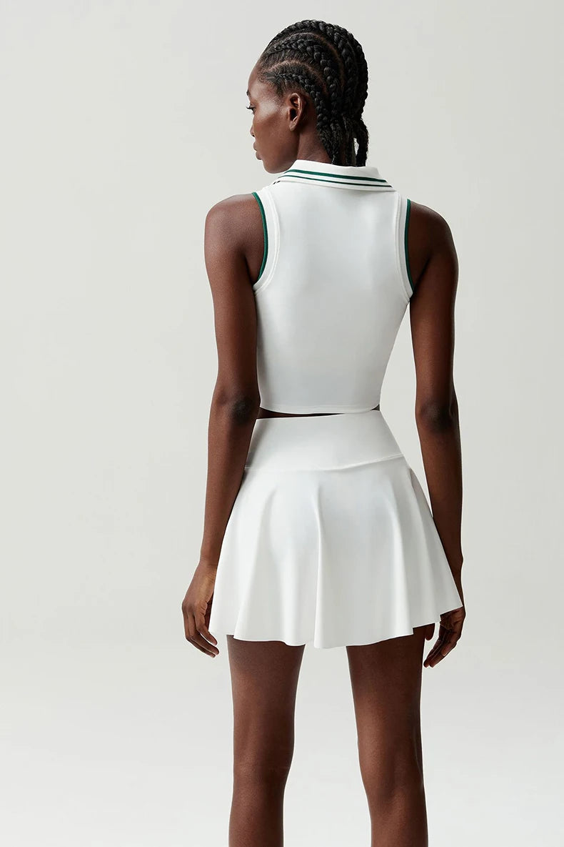 Conjunto Fitness Feminino 2 Peças Fit Diamond – Saia-Short 2 em 1 Summer Tennis
