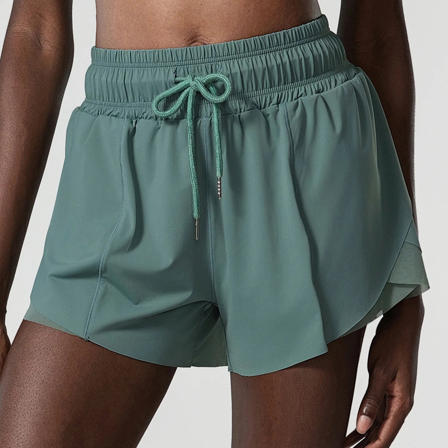 Short Fitness Cós Alto Feminino Fit Diamond – Outdoor Loose 2 em 1 com Cordão