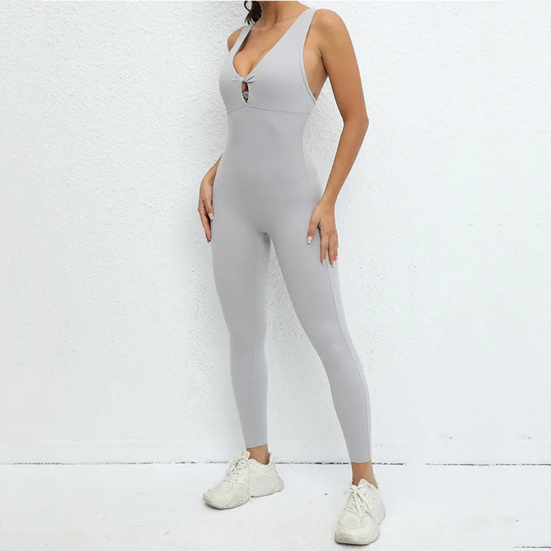 Macacão Fitness Feminino Sem Manga Costas Abertas – One Piece Yoga | Fit Diamond