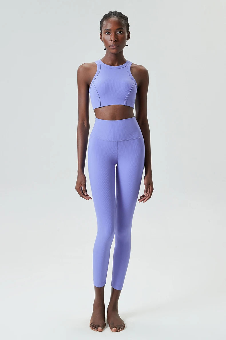 Conjunto Fitness Top e Calça Feminino 2 Peças Fit Diamond – Ribbed Slim Fit Alta Sustentação