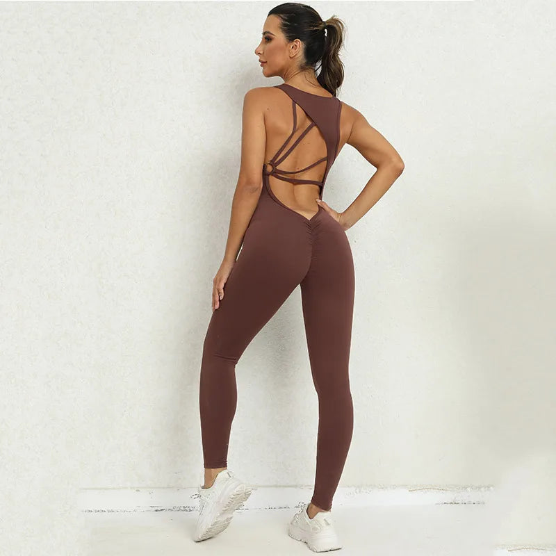 Macacão Fitness Feminino Sem Manga Costas Abertas – One Piece Yoga | Fit Diamond