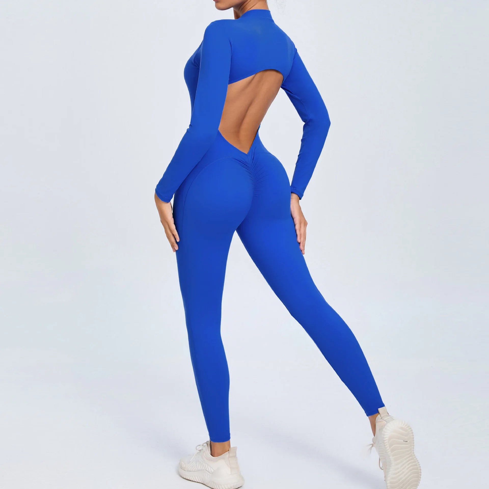 Macacão Fitness Feminino Longo – Manga Comprida, Decote Aberto & Zíper Frontal | One Piece Fit Diamond