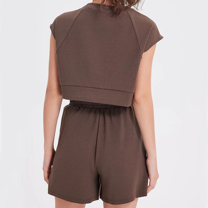 Conjunto Fitness Feminino 2 Peças Fit Diamond – Summer Shorts + Cropped Slim Fit