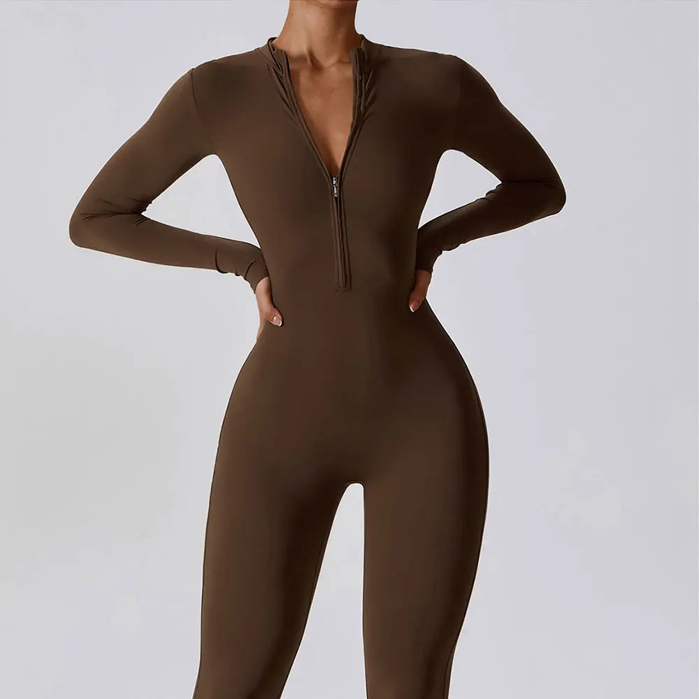 Macacão Fitness Feminino Manga Longa com Zíper – Push Up One Piece | Fit Diamond