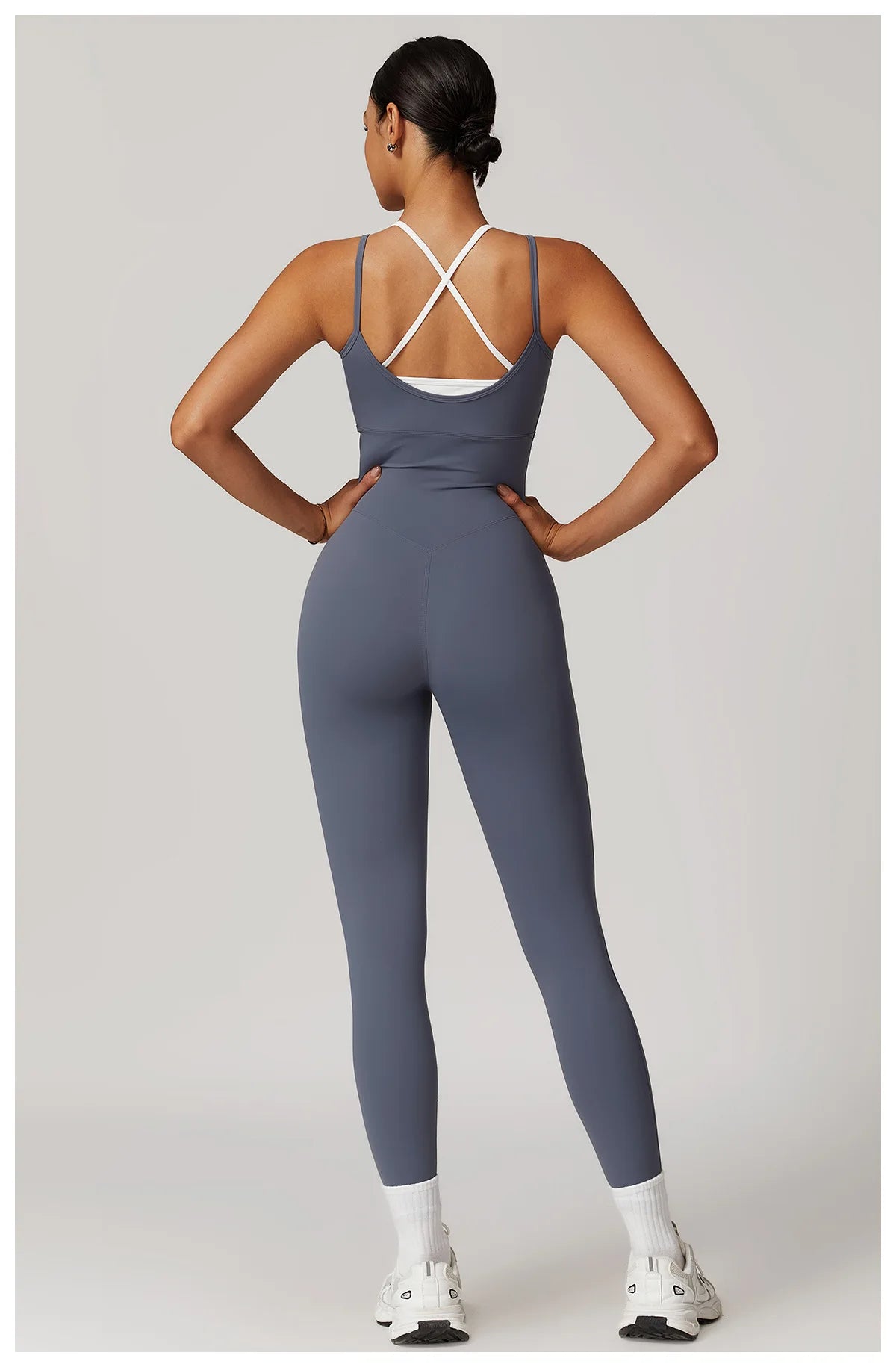 Macacão Fitness Feminino Color Block Costas Cruzadas com Bolsos | Fit Diamond