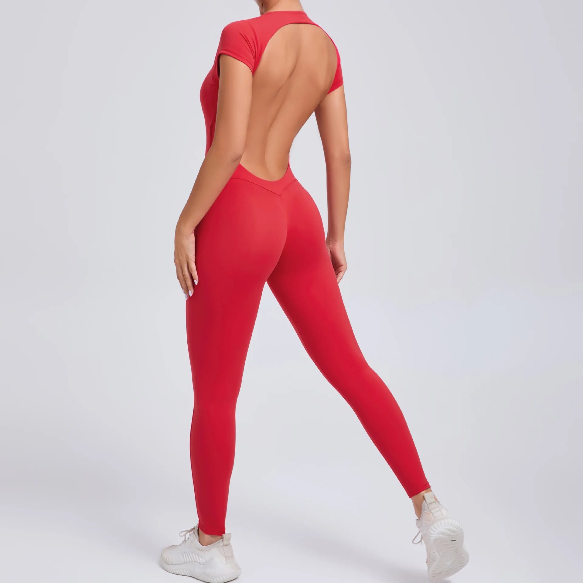 Macacão Fitness Feminino One Piece – Manga Curta, Modelagem Push Up, Yoga & Treino Fit Diamond