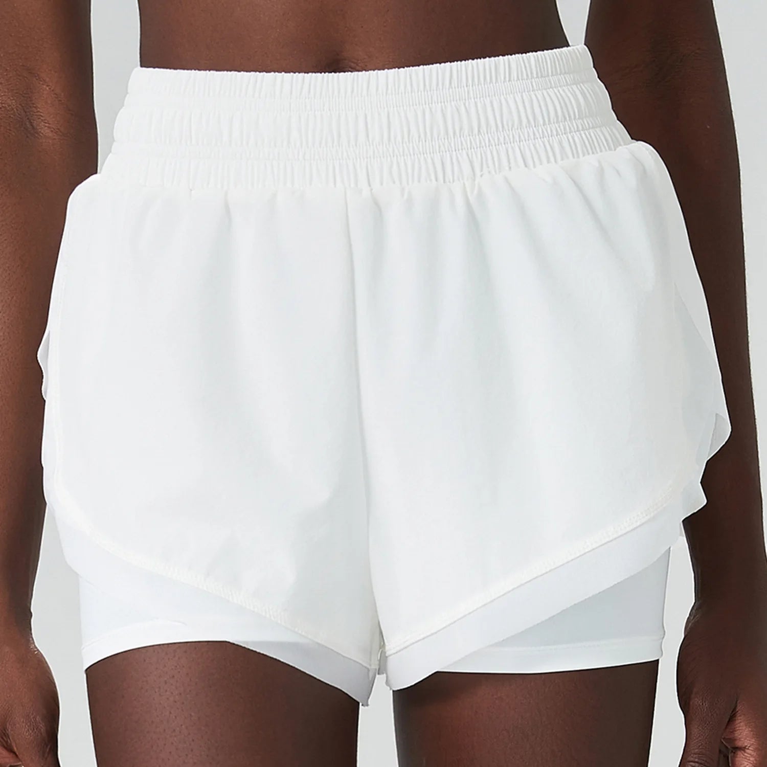Shorts Feminino Fit Diamonds Summer 2 em 1 — Cintura Alta, Forro Interno Compressivo e Secagem Rápida