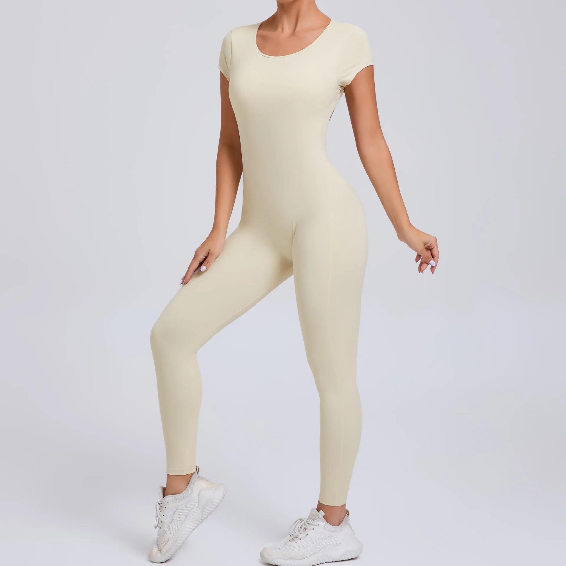 Macacão Fitness Feminino One Piece – Manga Curta, Modelagem Push Up, Yoga & Treino Fit Diamond