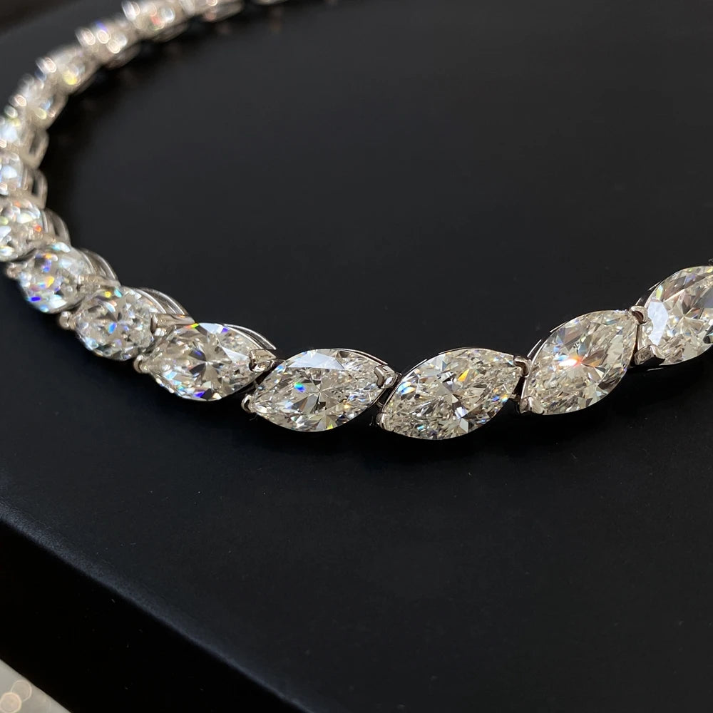 Colar Luxury Safira Laboratorial Marquise em Prata 925