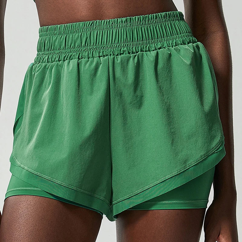 Shorts Feminino Fit Diamonds Summer 2 em 1 — Cintura Alta, Forro Interno Compressivo e Secagem Rápida