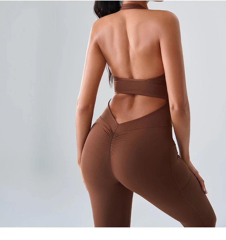 Macacão Fitness Feminino Sem Manga com Bolsos – Push Up One Piece | Fit Diamond