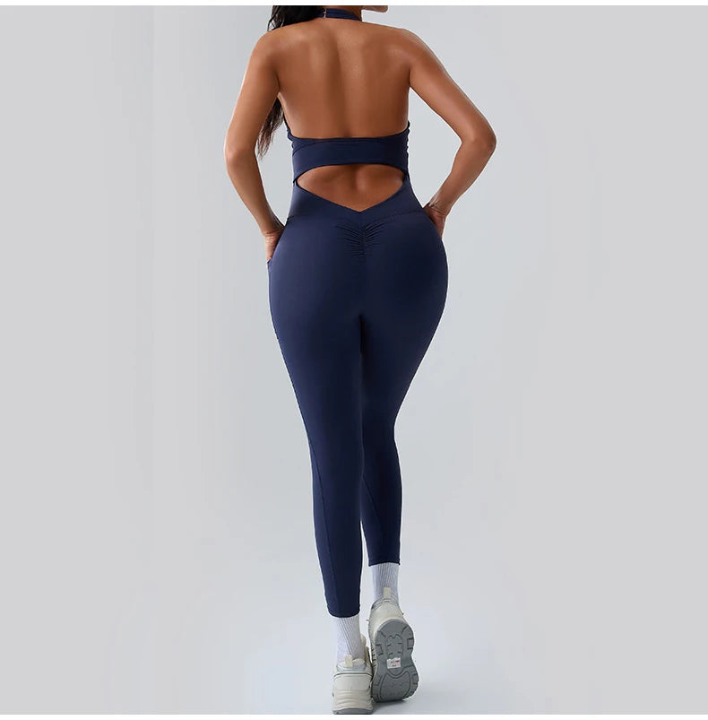 Macacão Fitness Feminino Sem Manga com Bolsos – Push Up One Piece | Fit Diamond