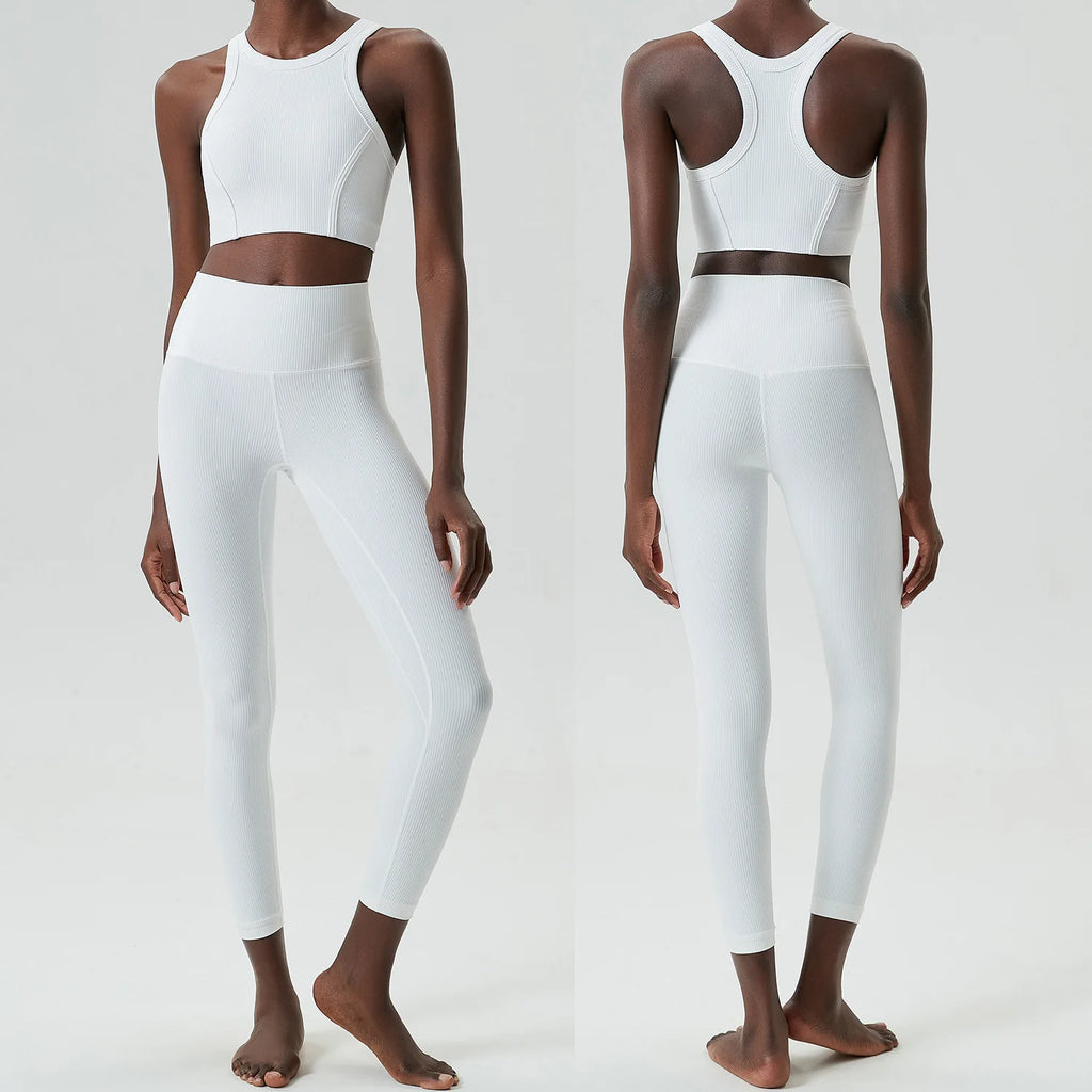 Conjunto Fitness Top e Calça Feminino 2 Peças Fit Diamond – Ribbed Slim Fit Alta Sustentação