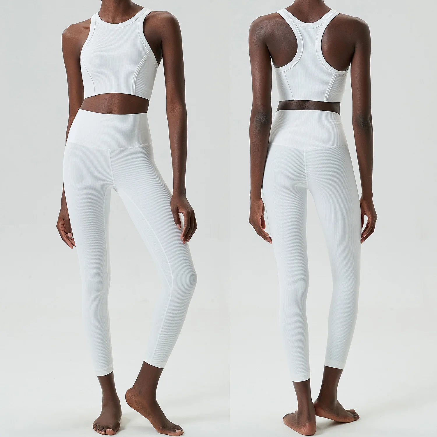 Conjunto Fitness Top e Calça Feminino 2 Peças Fit Diamond – Ribbed Slim Fit Alta Sustentação