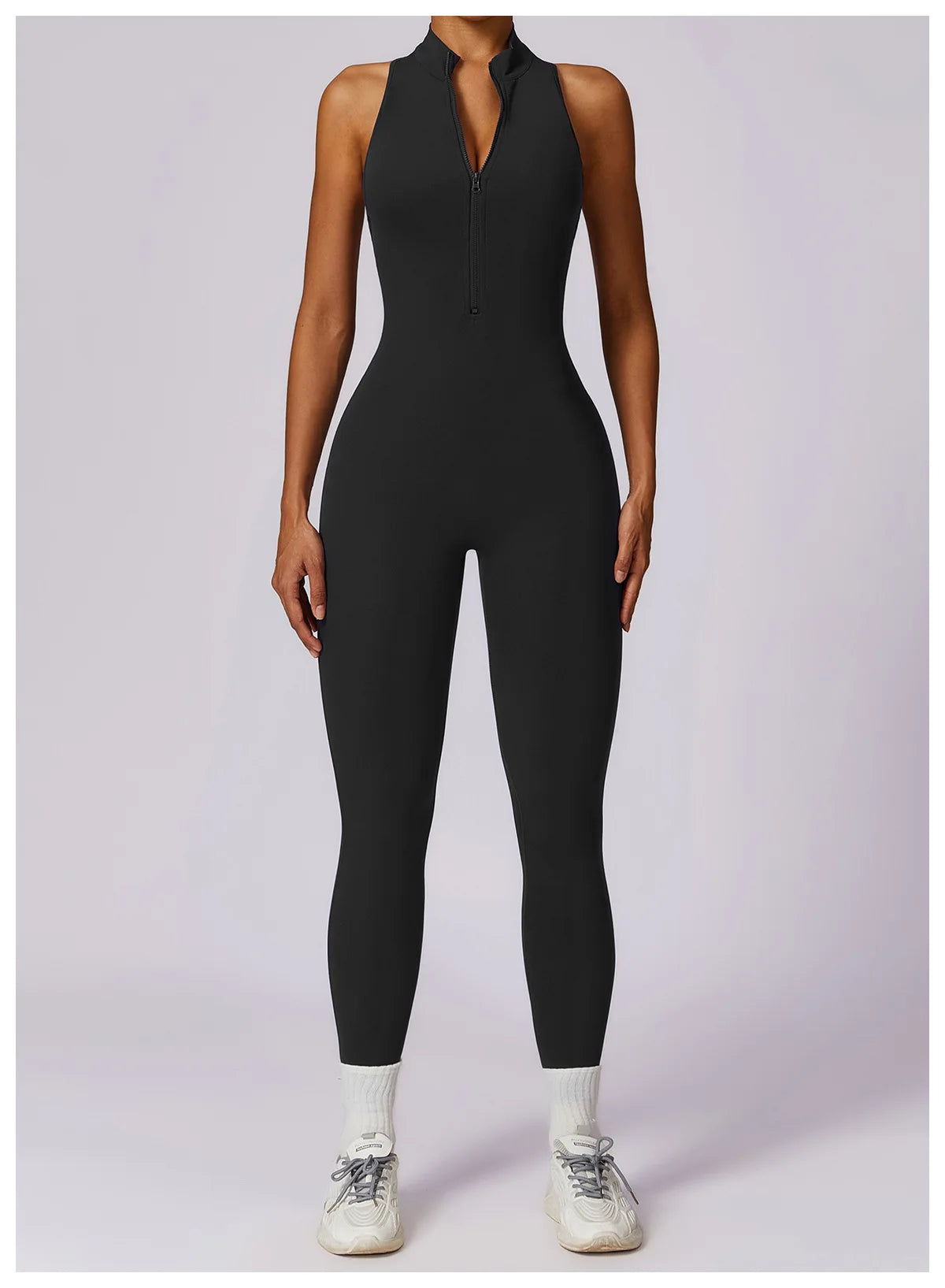 Macacão Fit Diamond com Zíper – Push Up, Compressão e Secagem Rápida
