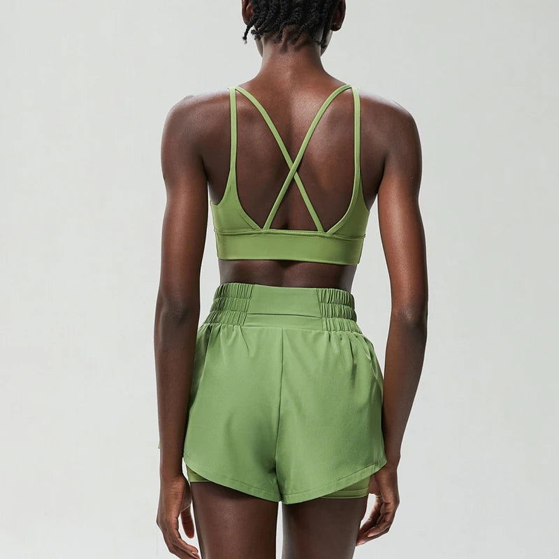 Conjunto Fitness Feminino 2 Peças Fit Diamond – Shorts + Top Summer Respirável